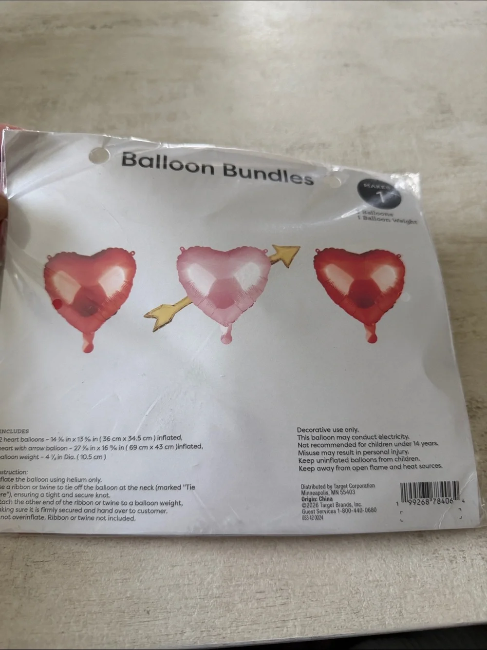 Balloon Bundles Heart Arrow Foil Balloon Set - Red and Pink